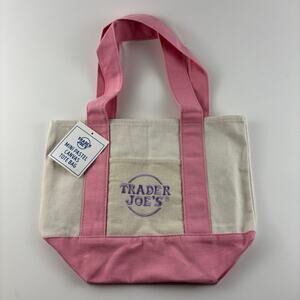 Trader Joe’s Mini Pastel Canvas Tote Bag Limited Edition Pastel Pink